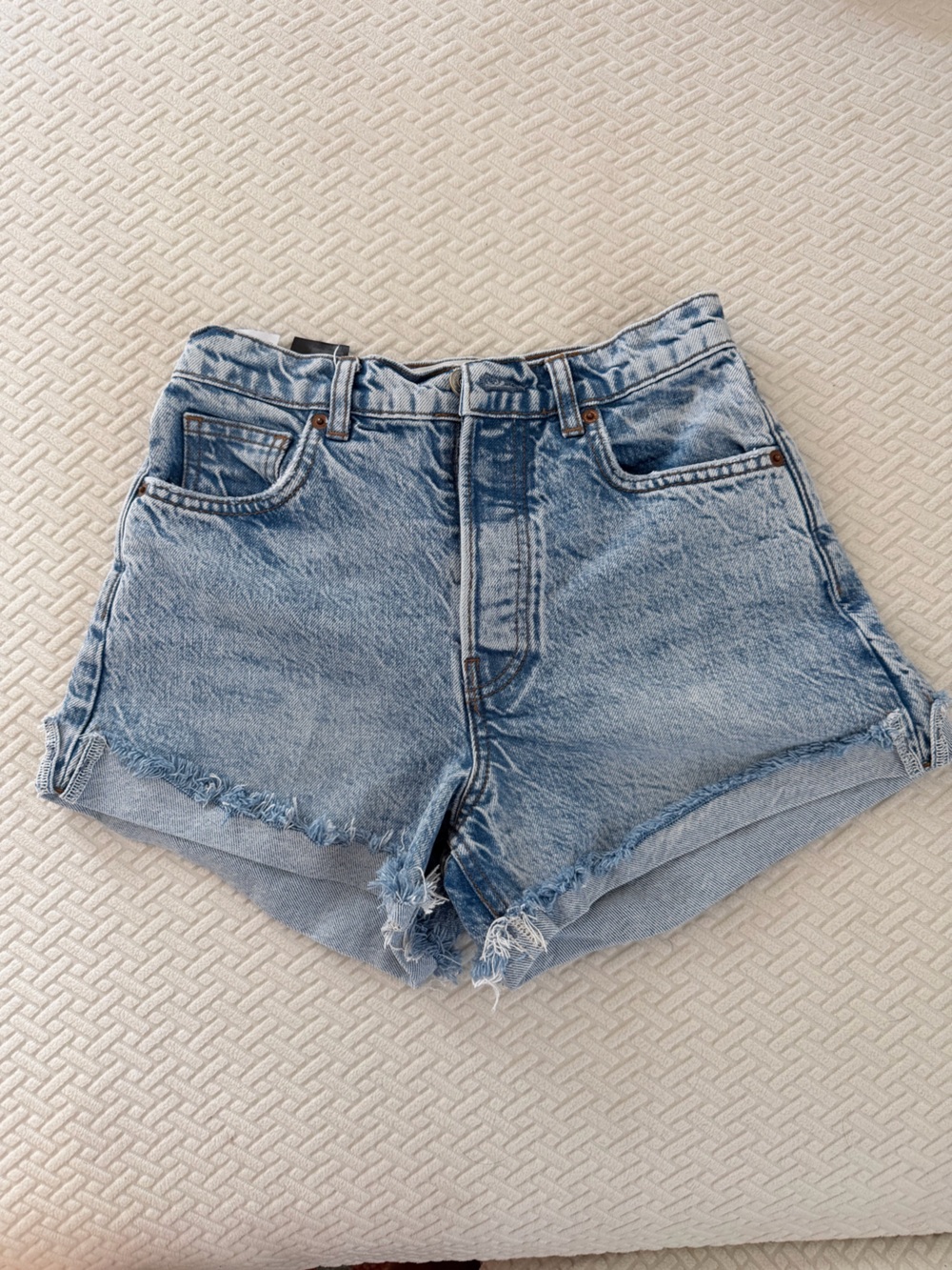 Reformation Charlie Cuffed High Rise Jean Shorts Size 24 Acid Wash Tencel Cotton